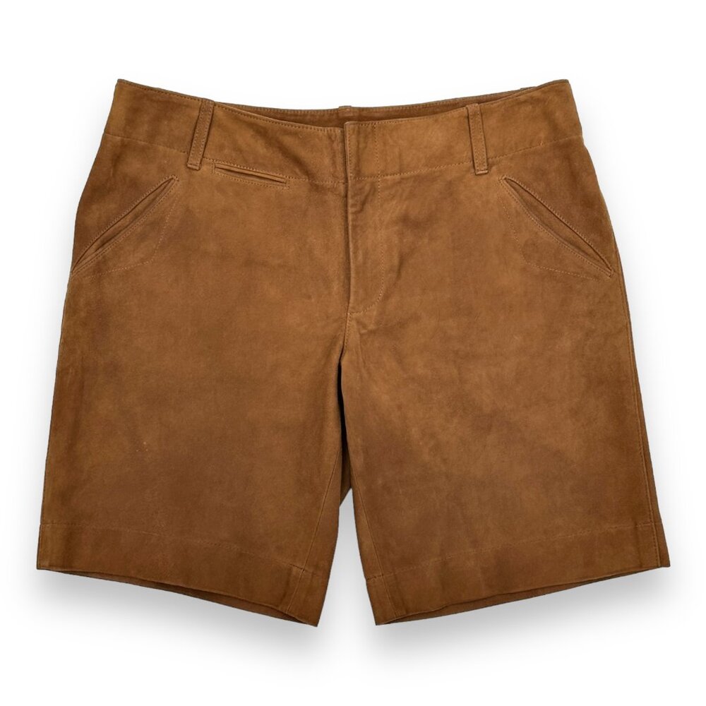Ralph Lauren Main Label Brown 100% Genuine Leather Suede Shorts sz 12